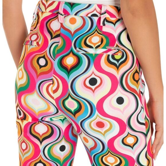 NWOT MAC Jeans Aida Cropped Kick Flare '70s Retro Colorful Print Trouser Pants 6 - Picture 9 of 12
